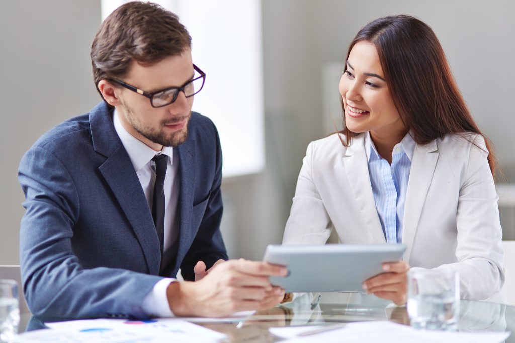 executives preparing meeting